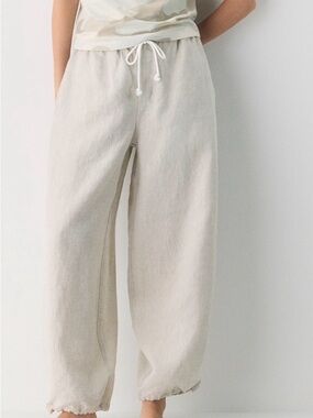 Aritzia interstate ballon pants in ecru 100% organic linen
